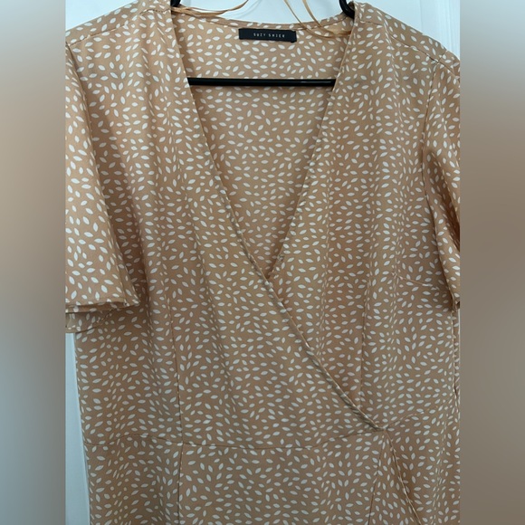 Peach High Low Dress With White Polka Dots - Picture 3 of 3